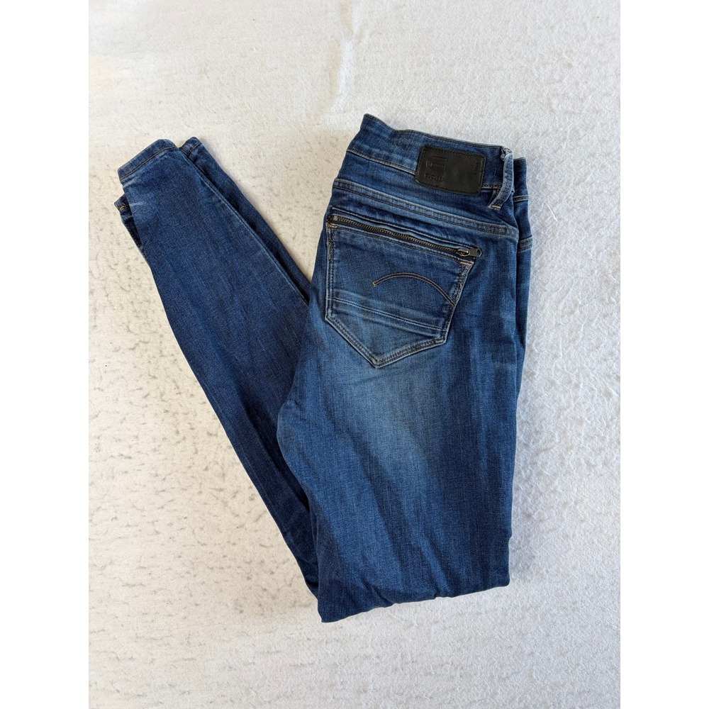 G-Star RAW Midge Mid Skinny Jeans Womens 27x30 Blue Denim Zip Back Pocket